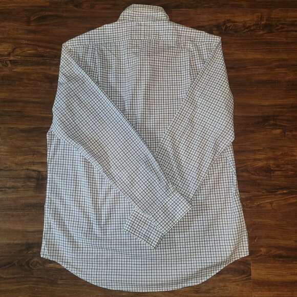 Polo Ralph Lauren Shirt Mens L White Checkered LS Button Up Dark Blue Pony - Picture 9 of 16
